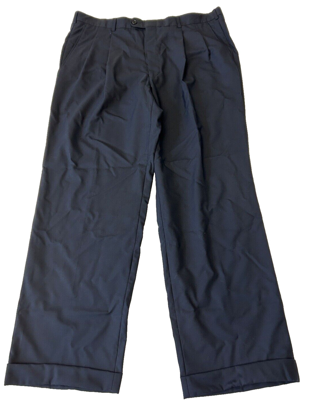 Hickey Freeman Men's Dress Pants 38x30 Blue Pleated Casual Career Cuffed USA